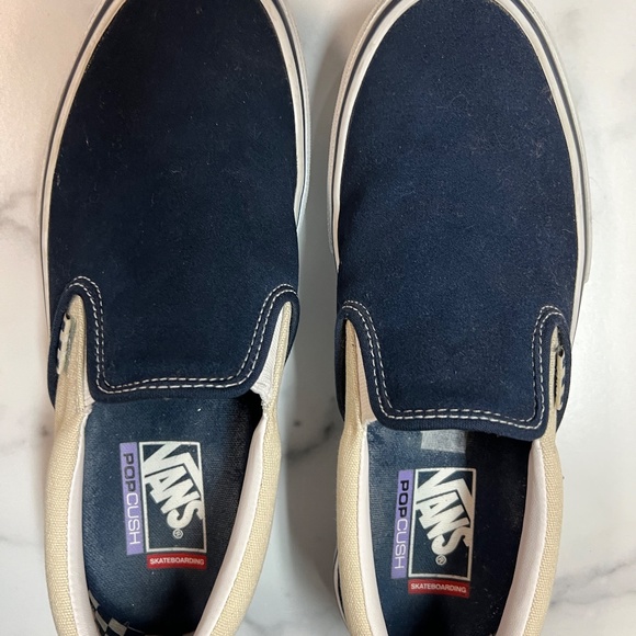 Vans Skater Slip-On Dress Blues/Turtledove PopCush Blue Suede/Cream Canvas main image 9
